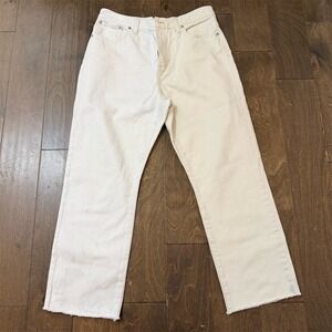 Madewell Jeans Womens Size 30 Ivory‎ 90s Straight High Rise Raw Hem Denim